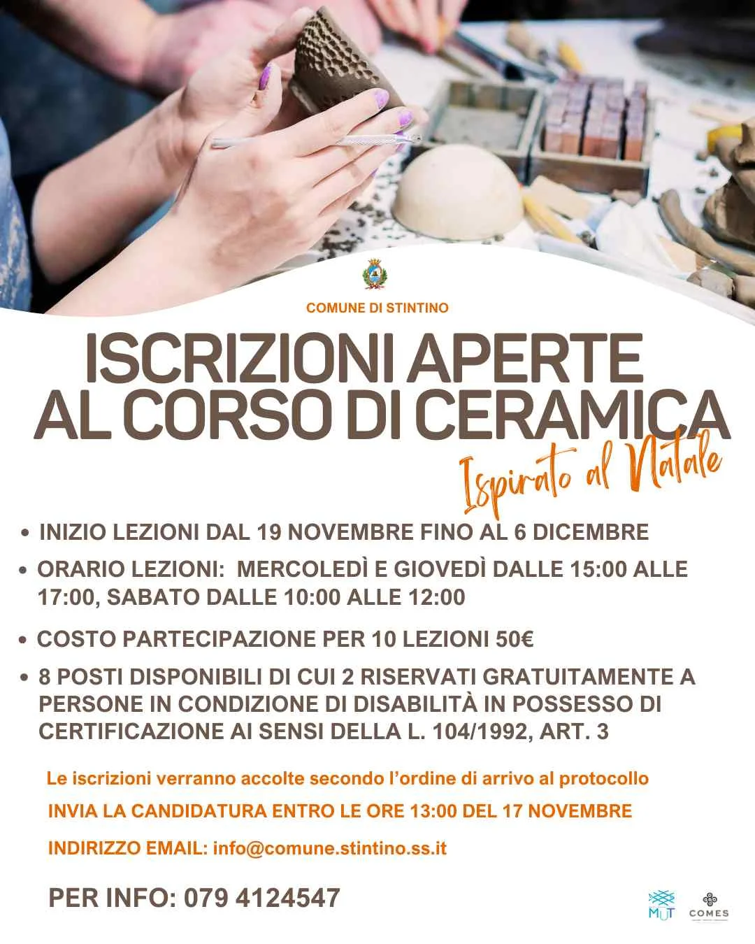 Avvio corso di ceramica per i cittadini residenti a stintino