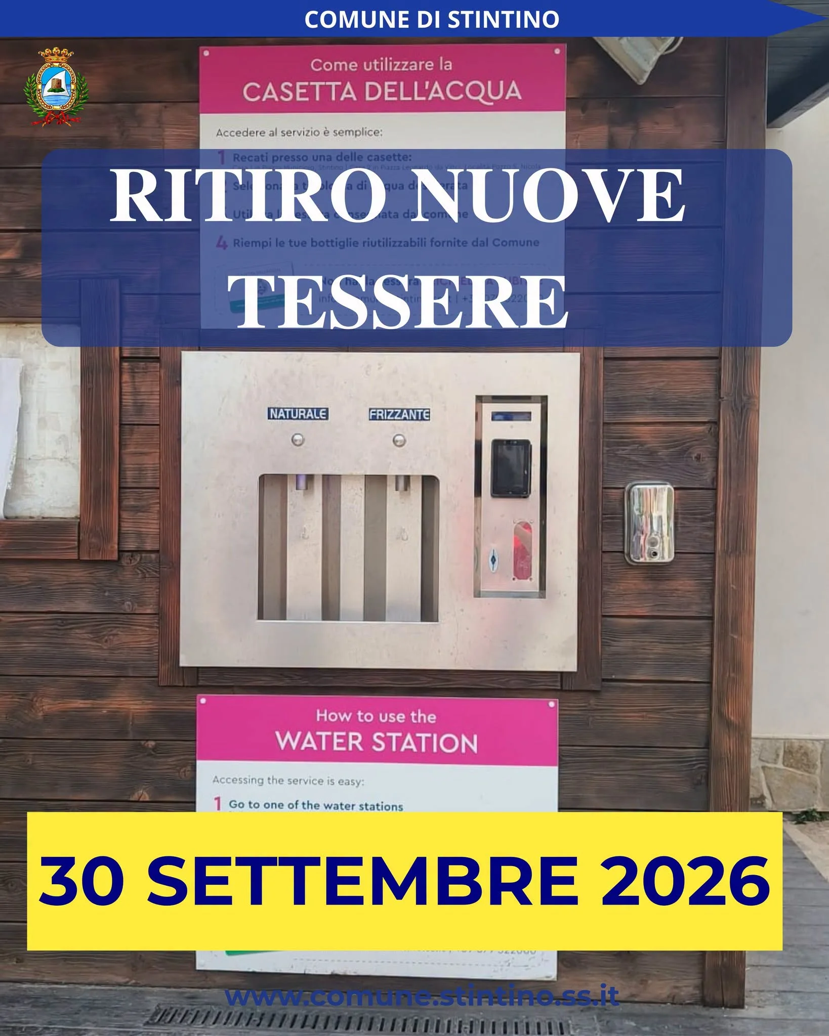 Casa dell'acqua: ritiro nuove tessere e aggiornamento servizio.