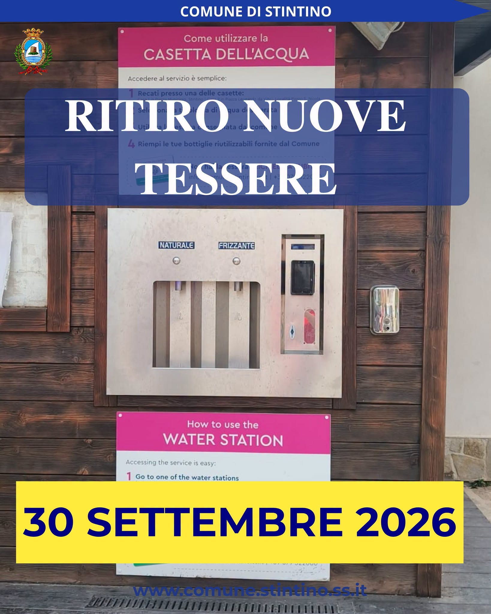 Casa dell'acqua: ritiro nuove tessere e aggiornamento servizio.